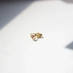 Mini Trepador Corazón Oro y Circonita Rosa