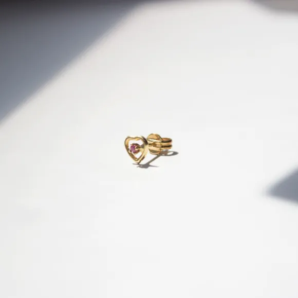 Mini Trepador Corazón Oro y Circonita Rosa