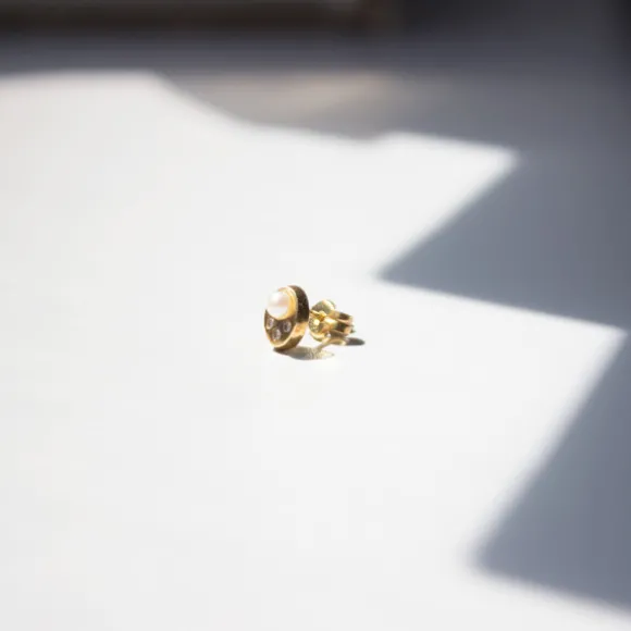 Mini Trepador Oro Ovalado con Perla y Circonitas