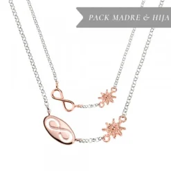 Pack Madre e Hija Gargantilla Infinito Eguzkilore de Plata Rosa