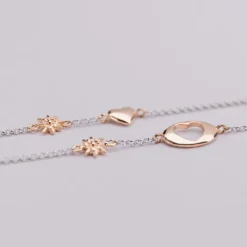 Pack Madre e Hija Pulsera Corazón Eguzkilore de Plata Rosa