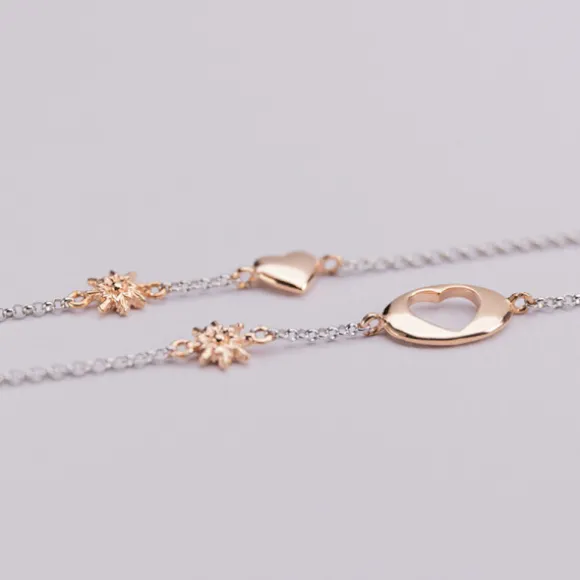 Pack Madre e Hija Pulsera Corazón Eguzkilore de Plata Rosa