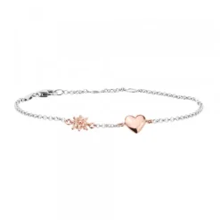 Pack Madre e Hija Pulsera Corazón Eguzkilore de Plata Rosa
