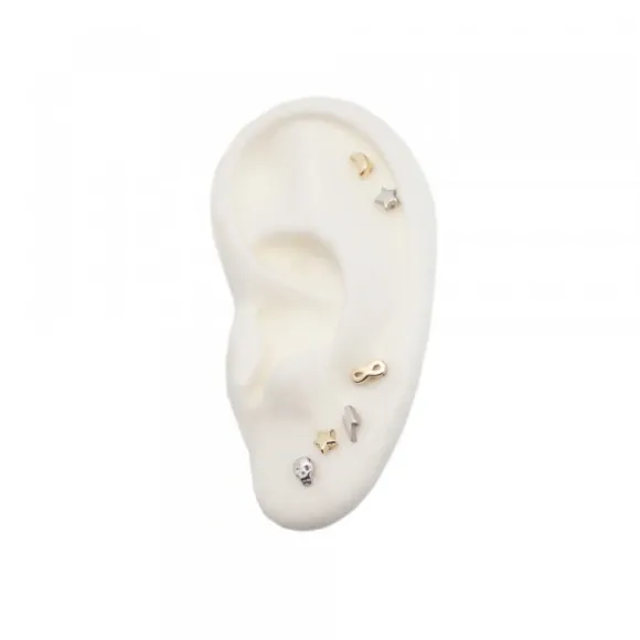 Pack Piercings Media Luna Plata 4 Uds