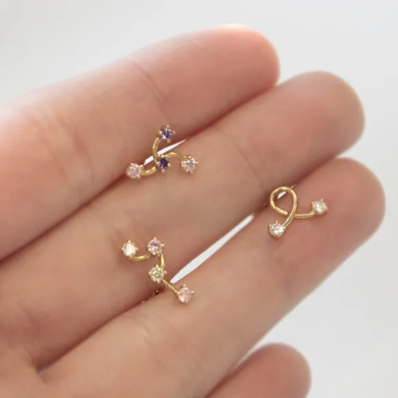 Pendiente Mini Oro y Circonitas Multicolor