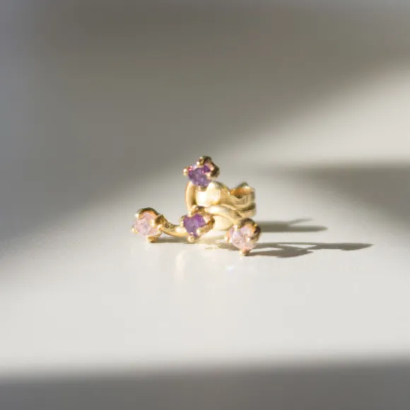 Pendiente Mini Oro y Circonitas Multicolor