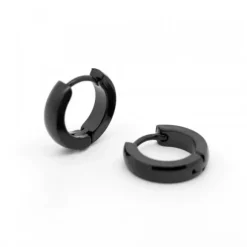 Pendientes Aro Acero Negro Fino 13mm