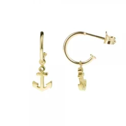 Pendientes Aro Ancla de plata dorada