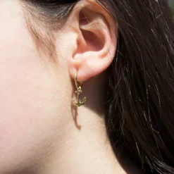 Pendientes Aro Ancla de plata dorada