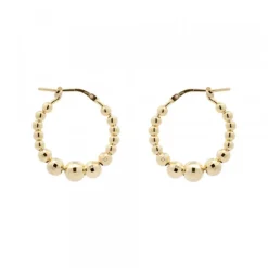 Pendientes Aro Bolitas Plata Dorada 20mm