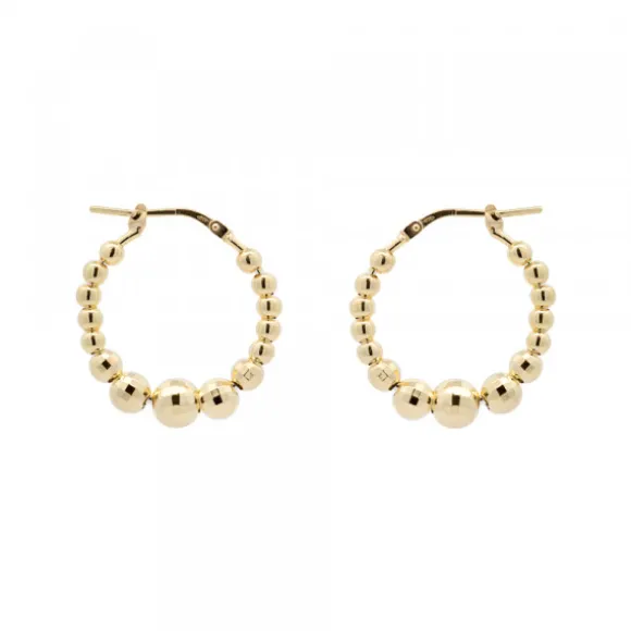 Pendientes Aro Bolitas Plata Dorada 20mm