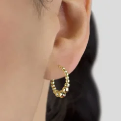 Pendientes Aro Bolitas Plata Dorada 20mm