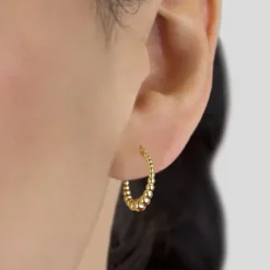 Pendientes Aro Bolitas Plata Dorada 15mm