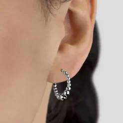 Pendientes Aro Bolitas Rutenio 20mm