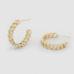 Pendientes Aro Chain Plata Dorada 22mm