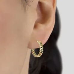 Pendientes Aro Chain Plata Dorada 22mm