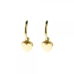 Pendientes Aro Corazón de Plata Dorada