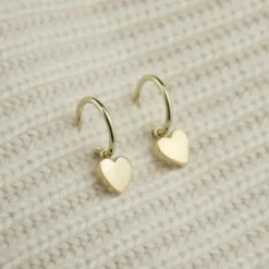 Pendientes Aro Corazón de Plata Dorada