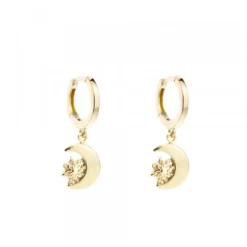 Pendientes Aro Cripa Luna Plata Dorada 11mm