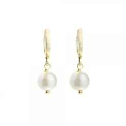 Pendientes Aro Cripa Plata Dorada y Perla 12mm