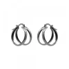Pendientes Aro Doble de Plata Negra 16mm