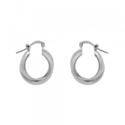 Pendientes Aro Doble Entrelazados Plata 15mm