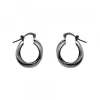 Pendientes Aro Doble Entrelazados Plata Negra 15mm