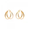 Pendientes Aro Doble Plata Dorada 16mm