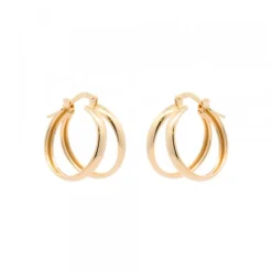 Pendientes Aro Doble Plata Dorada 16mm