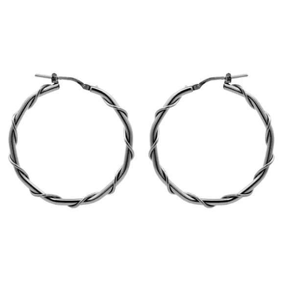 Pendientes Aro Enredado en Plata Negra 33mm