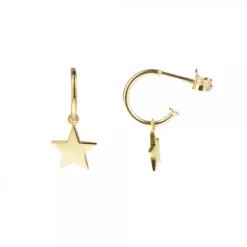Pendientes Aro Estrella de Plata Dorada