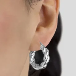 Pendientes Aro Gallonado Plata 20mm