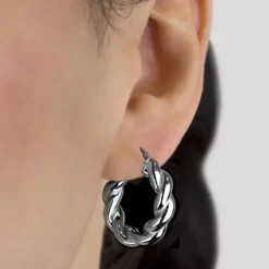 Pendientes Aro Gallonado Rutenio 20mm