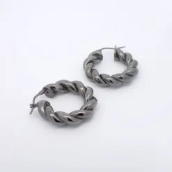 Pendientes Aro Gallonado Rutenio 20mm