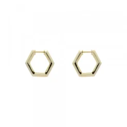 Pendientes Aro Hexagon de Plata Dorada