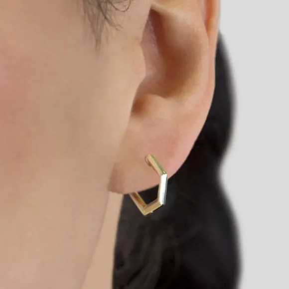 Pendientes Aro Hexagon de Plata Dorada