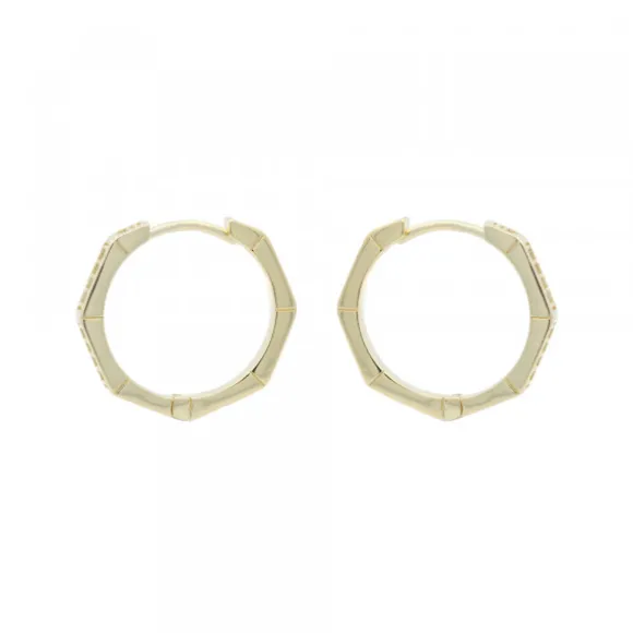 Pendientes Aro Hexagonal Plata Dorada y Circonitas 19mm