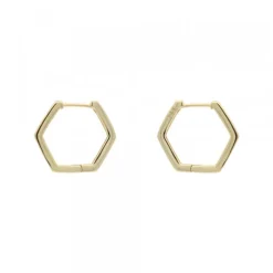 Pendientes Aro Hexagonal de Plata Dorada
