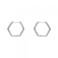 Pendientes Aro Hexagonal de Plata