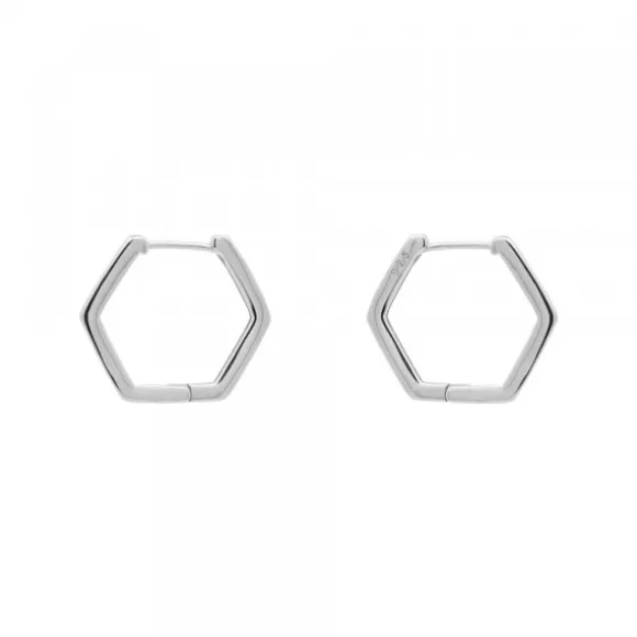 Pendientes Aro Hexagonal de Plata