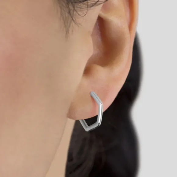 Pendientes Aro Hexagonal de Plata