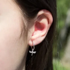 Pendientes Aro Libélula de Plata