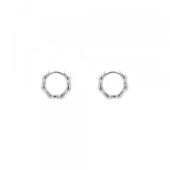 Pendientes Aro Mini Bambú de Plata