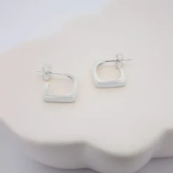 Pendientes Aro Mini Cuadrado Plata 12mm