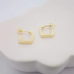 Pendientes Aro Mini Cuadrado Plata Dorada 12mmm