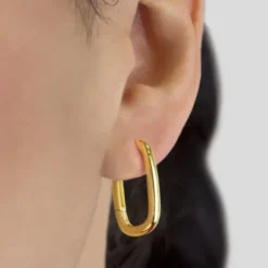 Pendientes Aro Oval Plata Dorada 22mm