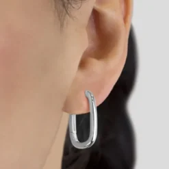 Pendientes Aro Oval Plata 22mm