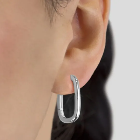 Pendientes Aro Oval Plata 22mm