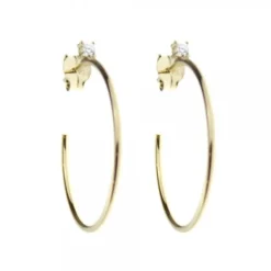 Pendientes Aro Plata Dorada y Circonita 30mm