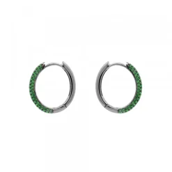 Pendientes Aro Plata Negra y Circonitas Verdes